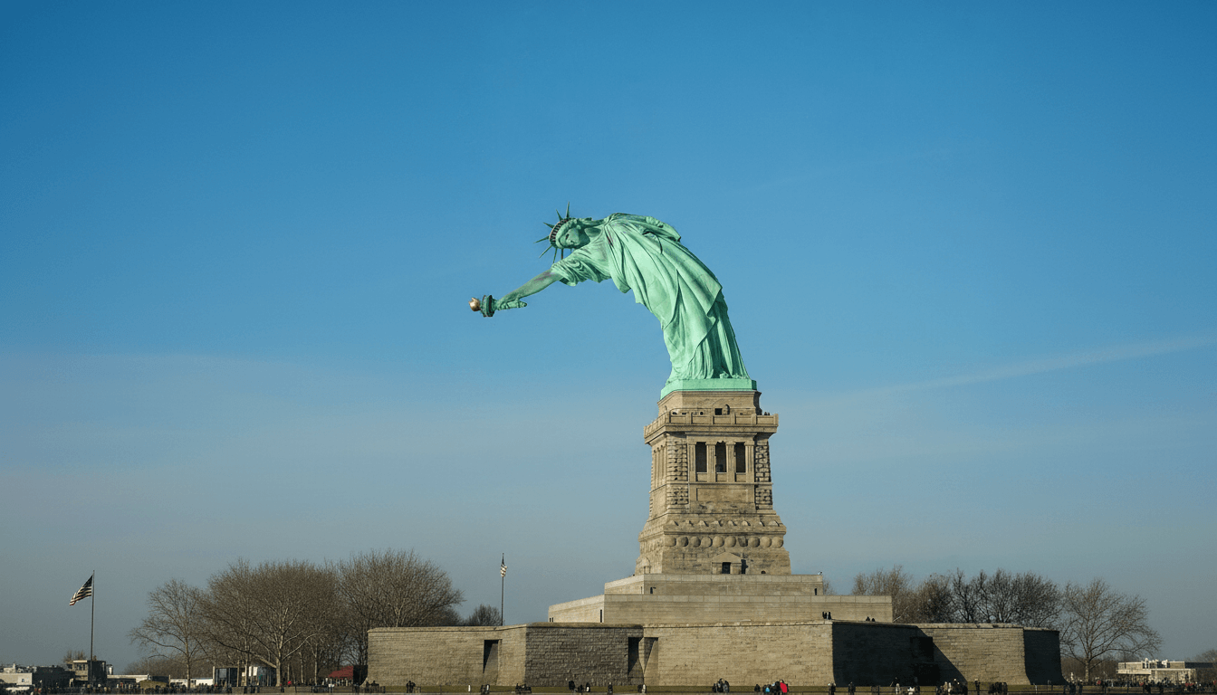 Statue of liberty swaying